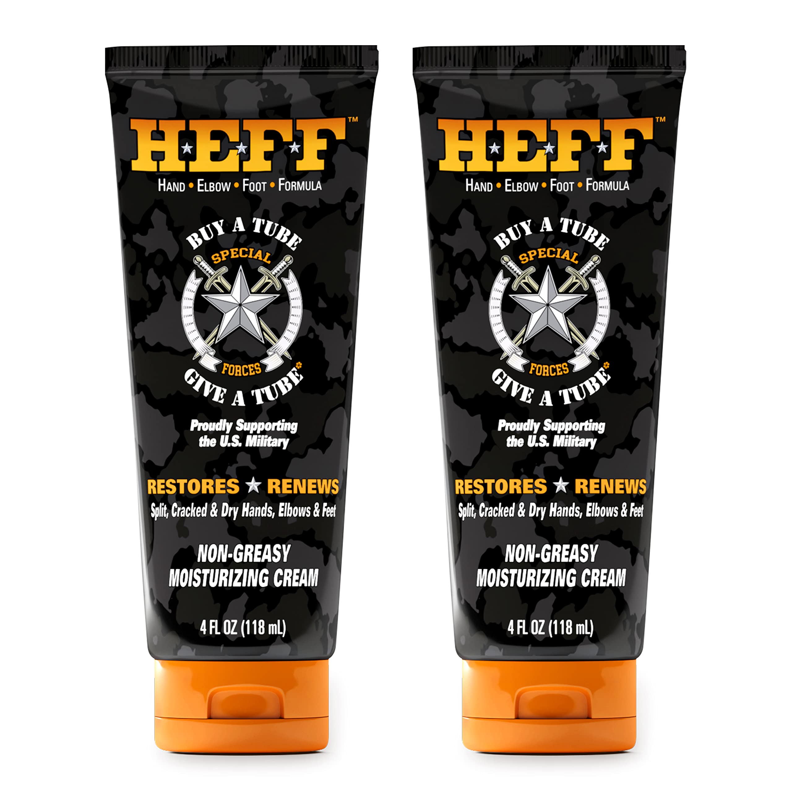 HEFF crema para manos, codos y pies con tubo de 4oz, conveniente para viaje.