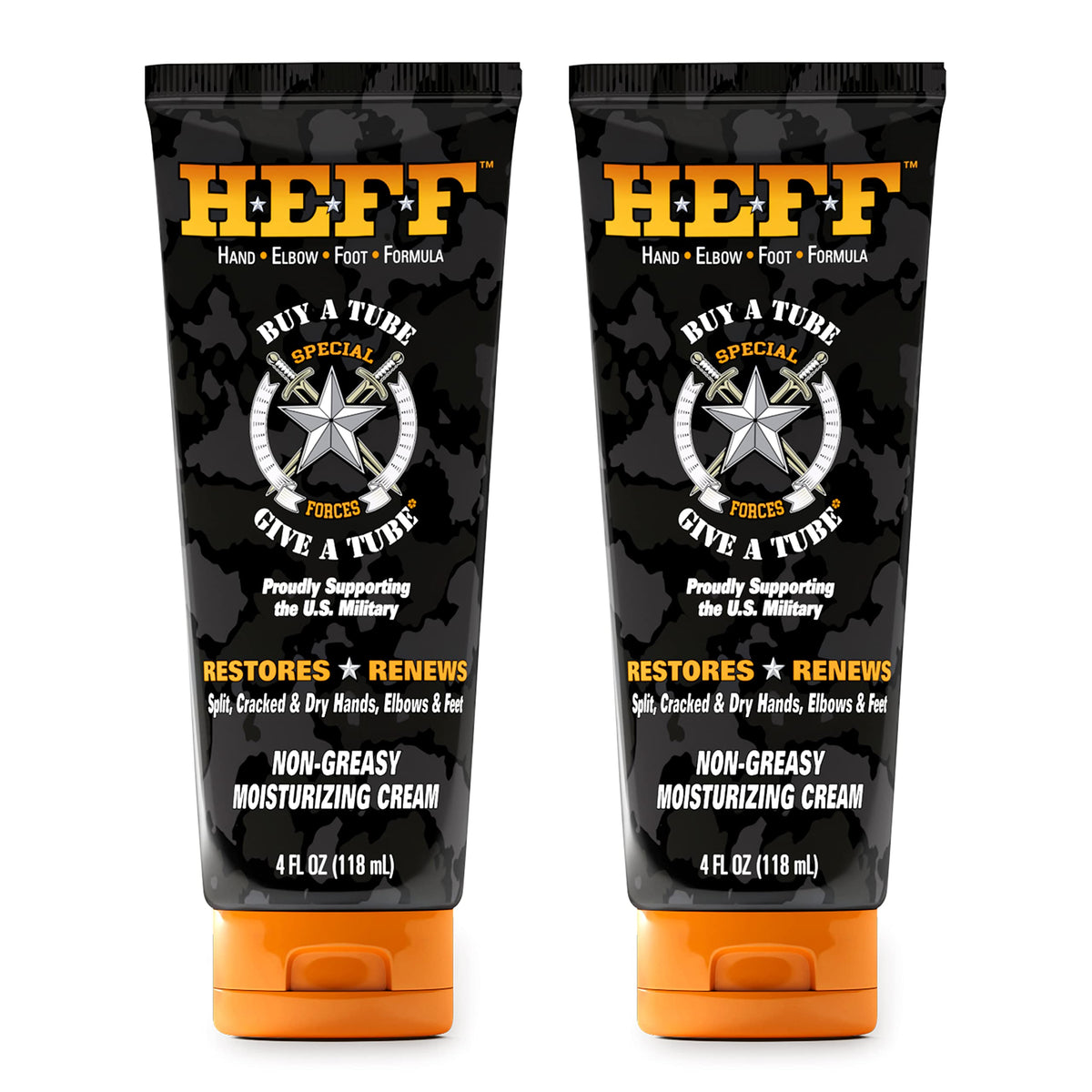 HEFF crema para manos, codos y pies con tubo de 4oz, conveniente para viaje.