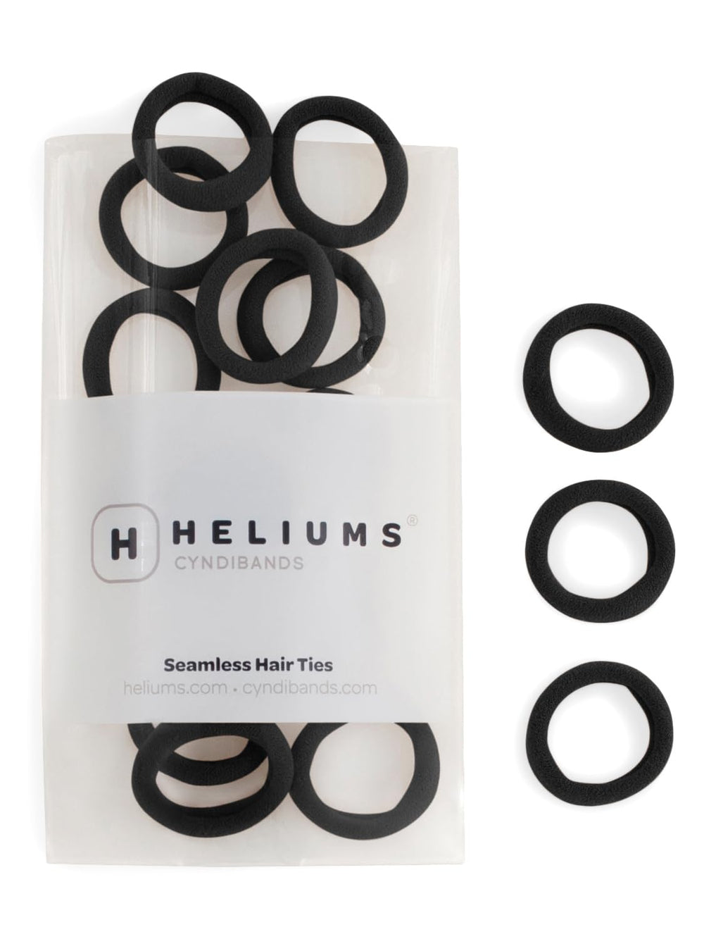 Gomas de pelo Heliums pequeñas negras para peinados suaves y sin tirones.
