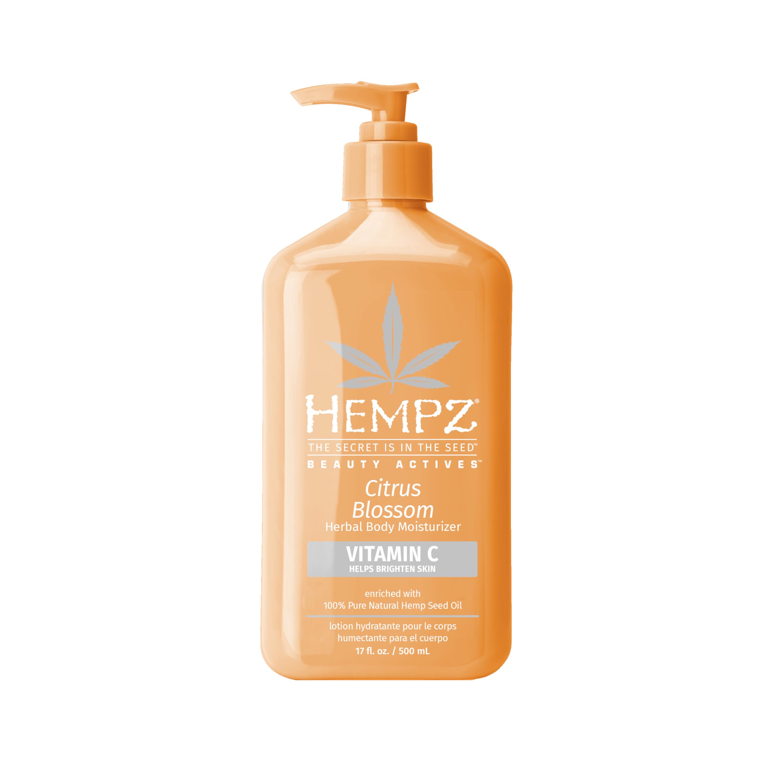 Hempz loción corporal cítrica en botella, hidratación suave para la piel