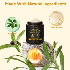 Aplicación facial diaria con Henjaca Tallow para piel equilibrada.