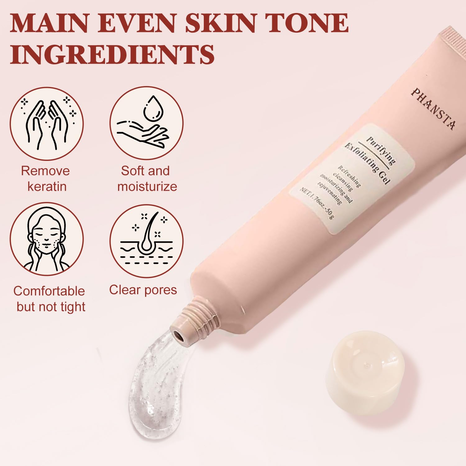 Aplicación de masajes suaves con Hepanio gel exfoliante para rostro.