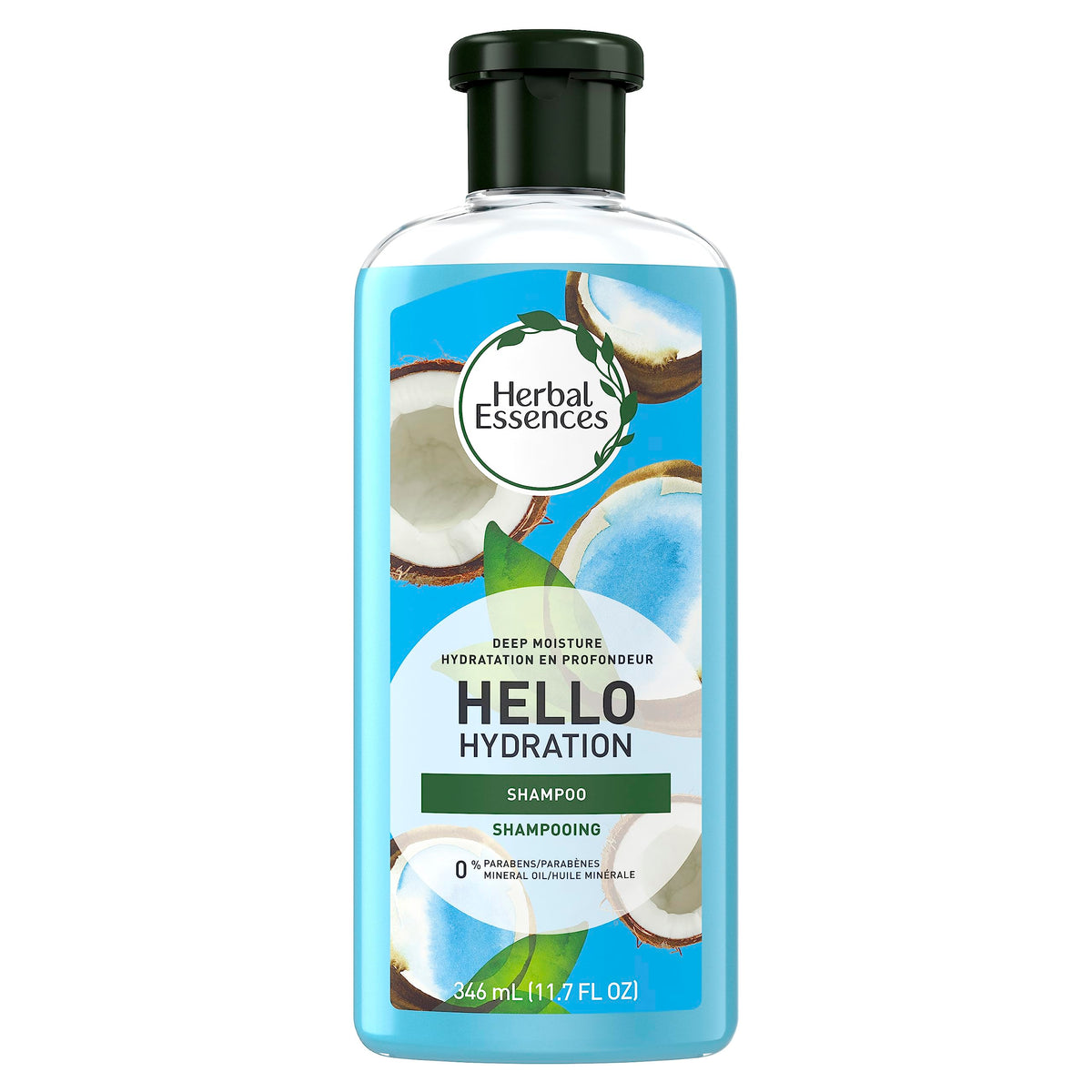 Herbal Essences Hello Hydration, bote de champú; hidratación profunda para el cabello.