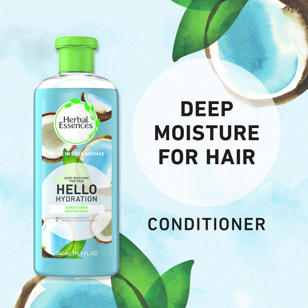 Herbal Essences Hello Hydration Conditioner, aroma coco: experiencia sensorial deliciosa durante el cuidado.