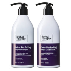 Herbalosophy shampoo morado para cabello rubio gris, neutraliza tonos amarillos y brillos opacos.