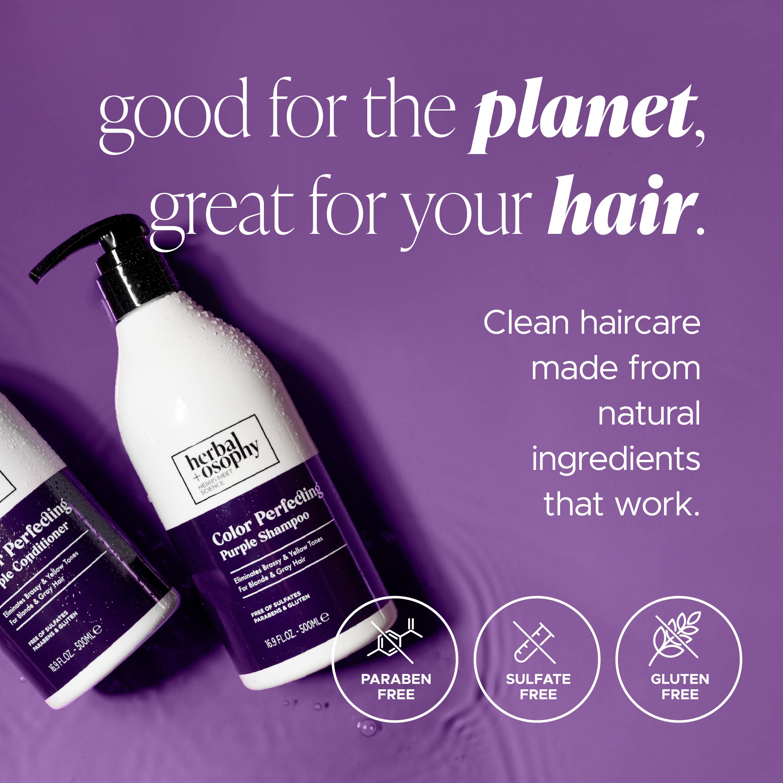 Herbalosophy textura cremosa shampoo morado, sensación sedosa al lavar.