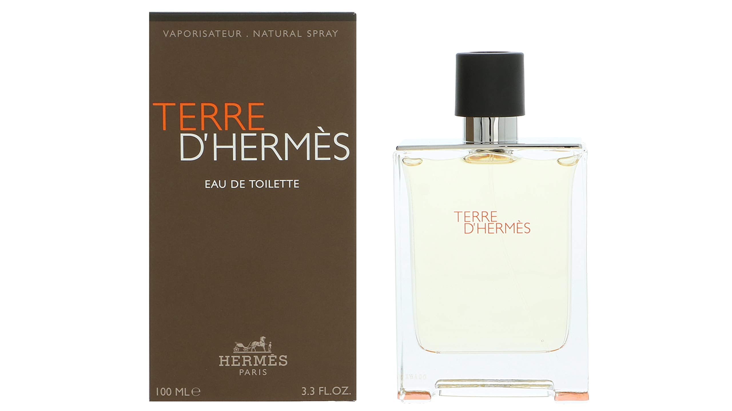 Terre d'Hermès, botella lateral, aroma persistente para uso diario y ocasiones especiales.