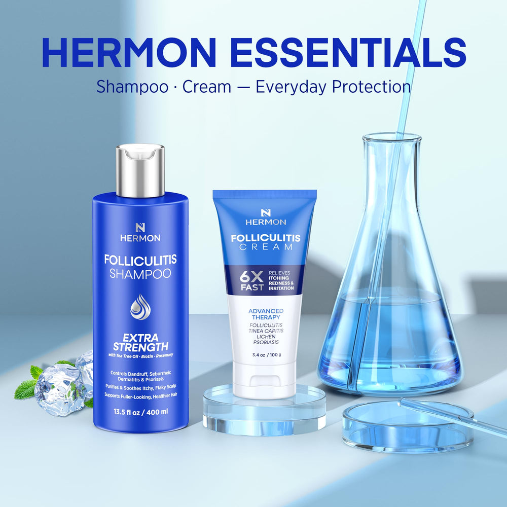 Hermon champú foliculitis, botella elegante para uso diario