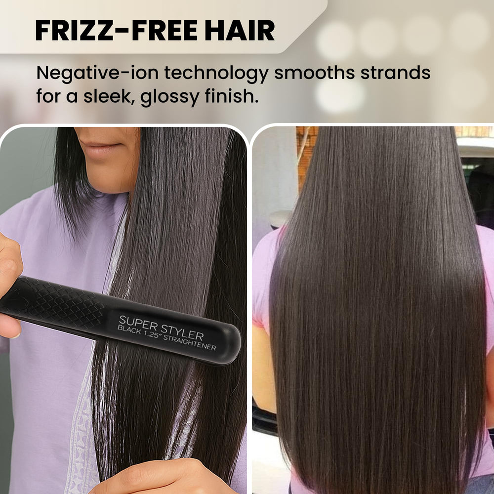 Herstyler Superstyler Onyx Flat Iron uses negative ion tech for smoother hair