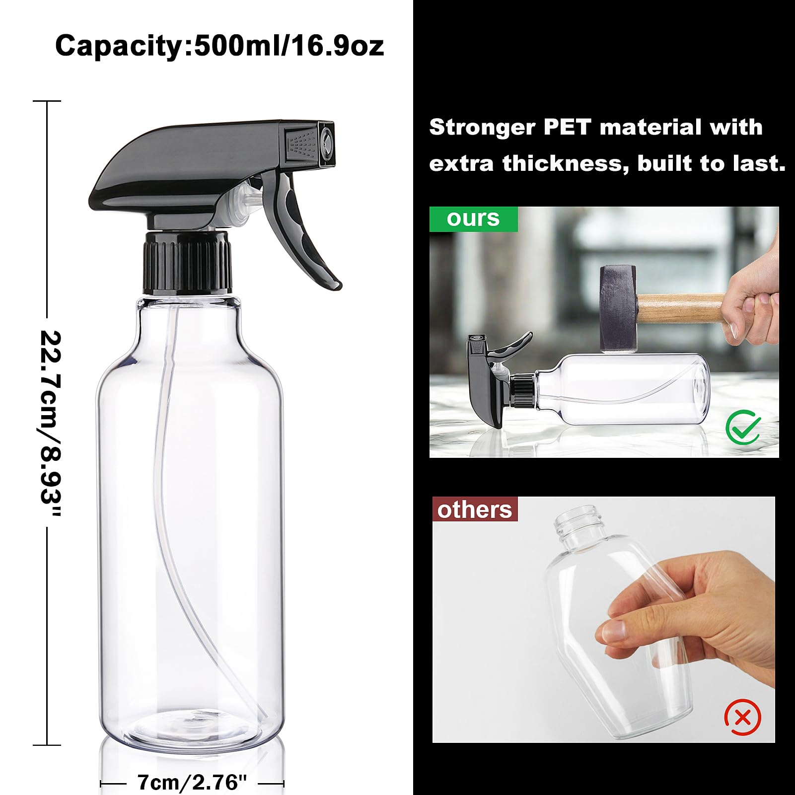 Hethyo botella atomizadora 16,9 oz uso para plantas
