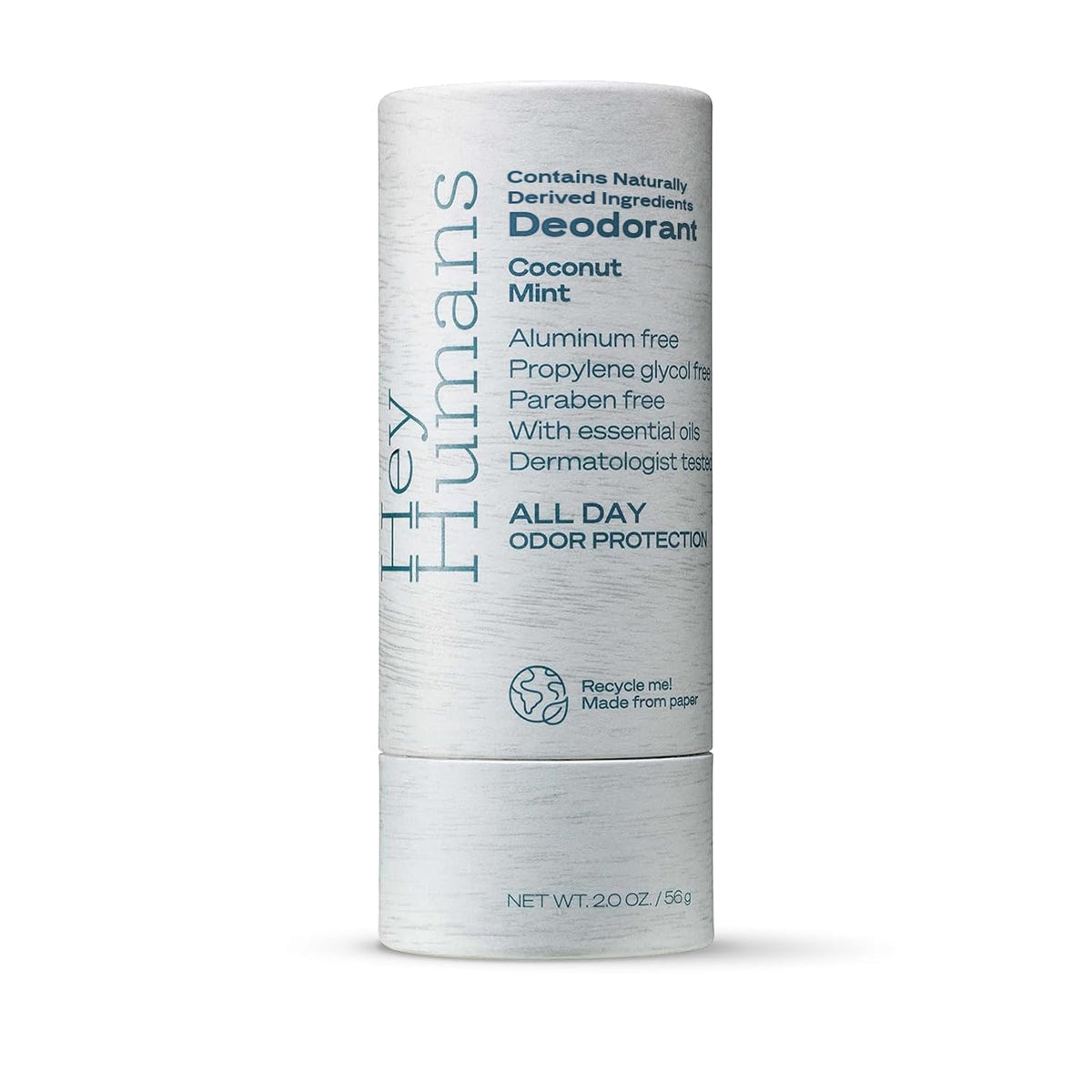 Hey Humans coconut mint deodorant application shows refreshing, aluminum-free protection for busy days