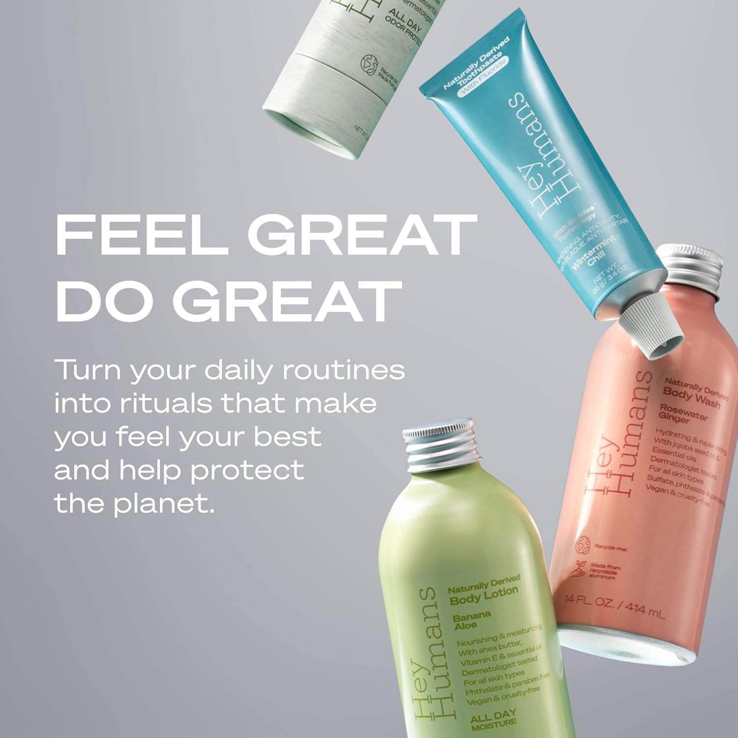 Hey Humans refreshing bottle close-up conveys cooling coconut mint scent