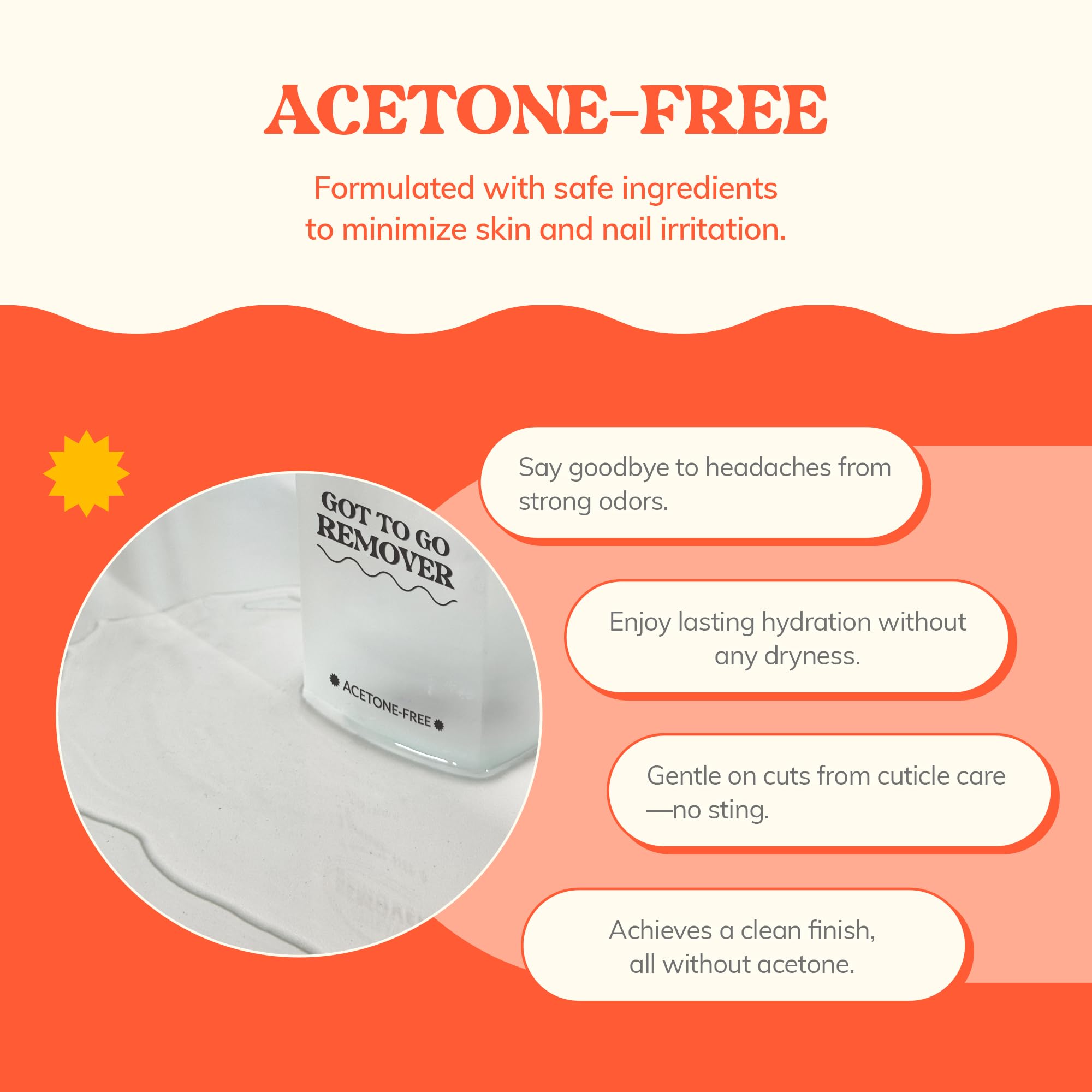 Heyhae Got To Go Remover acetone-free formula reduces irritation while lifting.