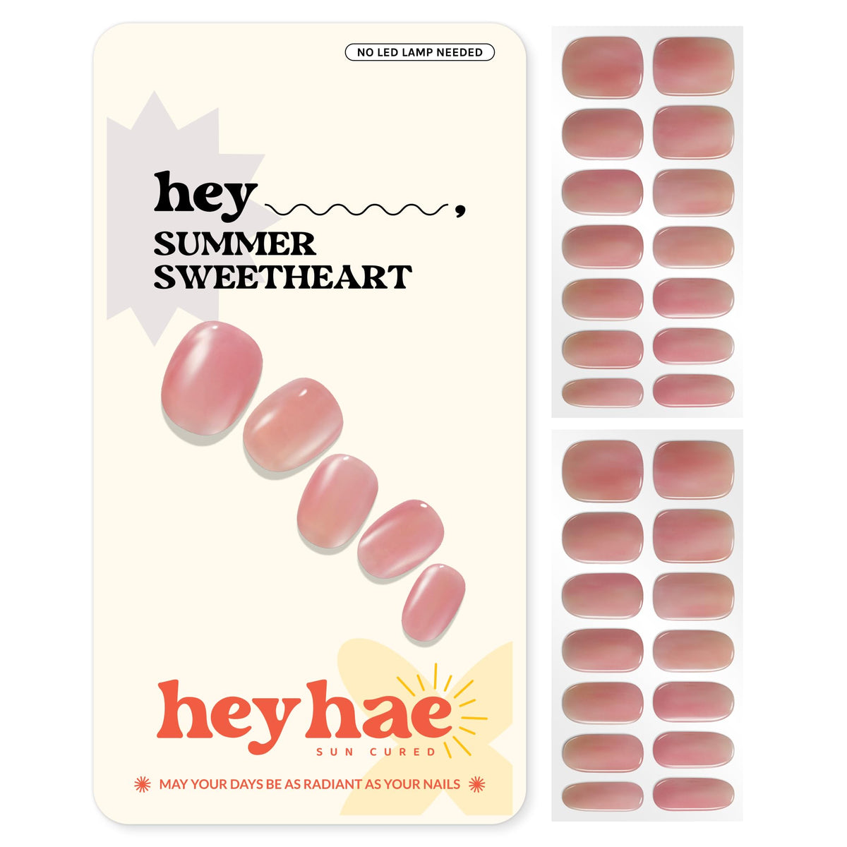Heyhae tiras gel semicuradas en rosa, acabado suave para uñas elegantes.
