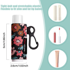 HEYSKAY funda para bálsamo labial con llavero elástico y estampa floral, práctico para la bolsa.