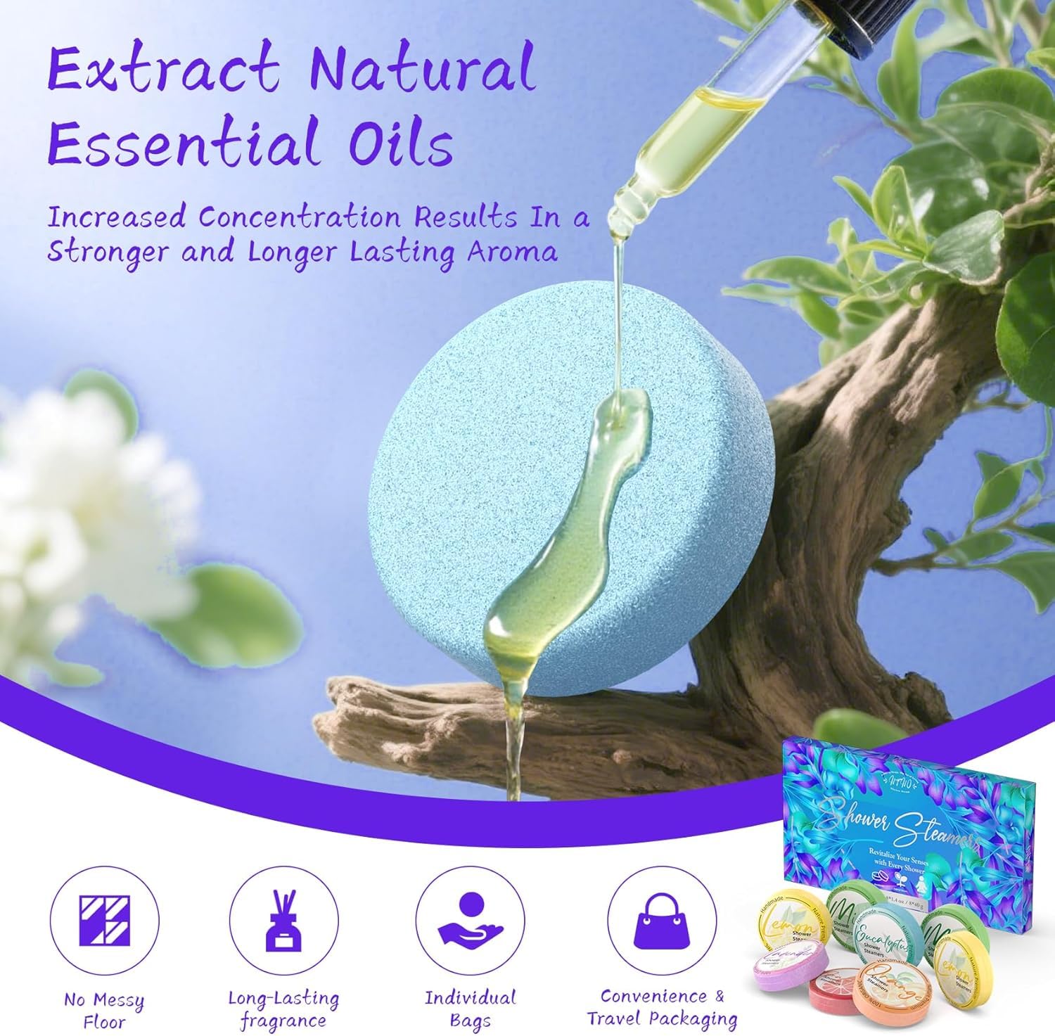 HFHO bombas ducha aromaterapia Menta, aroma refrescante para empezar el día.