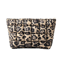 Bolso HFLZBRO acolchado marrón leopardo para viajar con estilo.