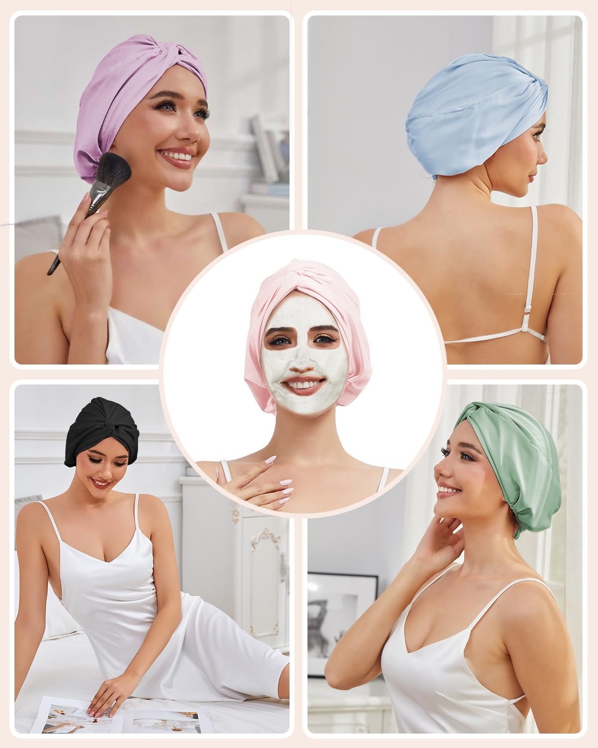 Protección de almohada y cabello con el bonete satén de HFRHTGY en noches.
