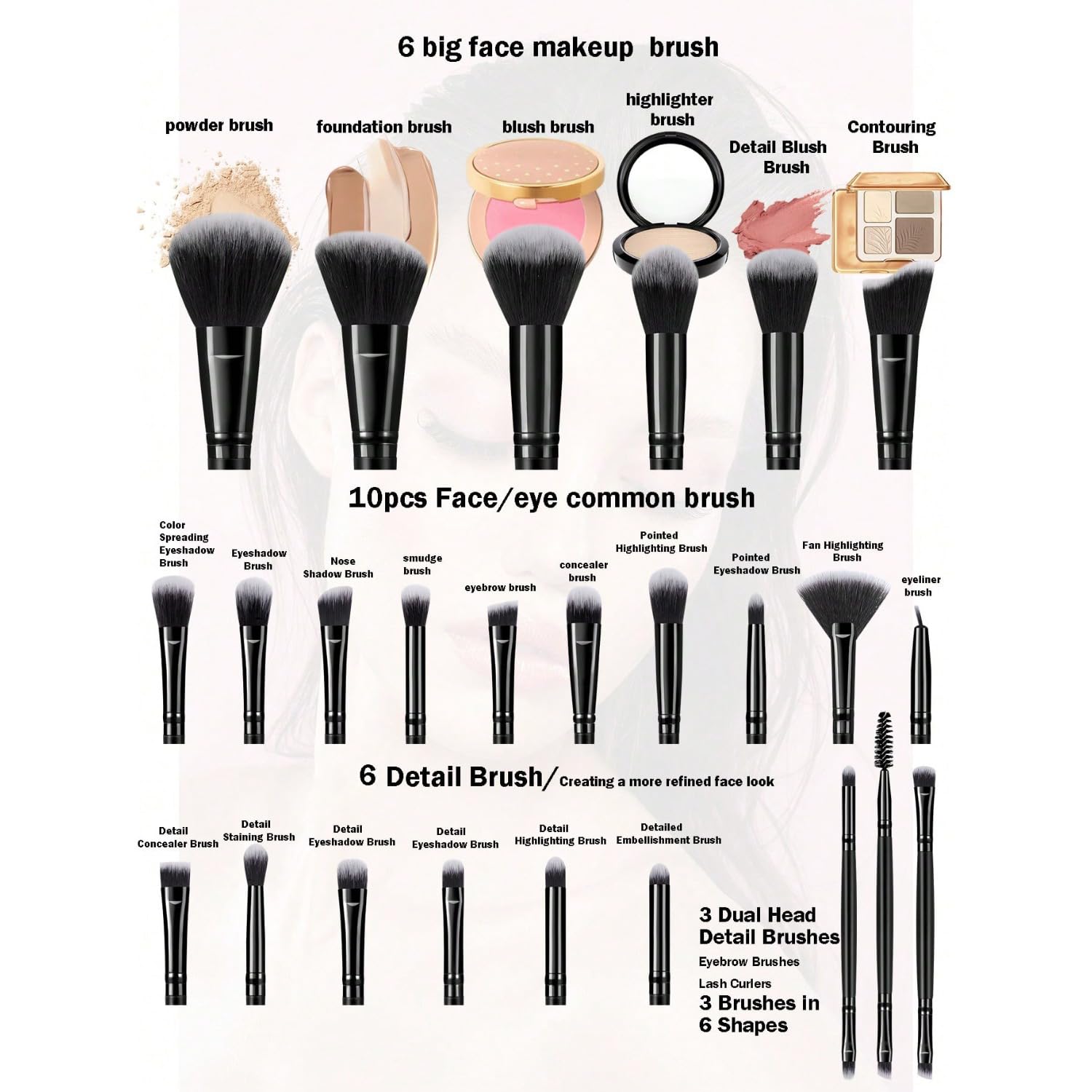 Aplicación uniforme de base y corrector con pinceles HGHDBT para acabado natural.