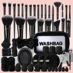 Pinceles HGHDBT negros de alta densidad para un maquillaje suave y uniforme.