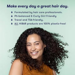 Close-up of tomato extract and rice protein in HiBAR formula benefiting curls.