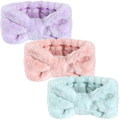 Bandana para cabello Hicarer con lazo rosa para maquillaje
