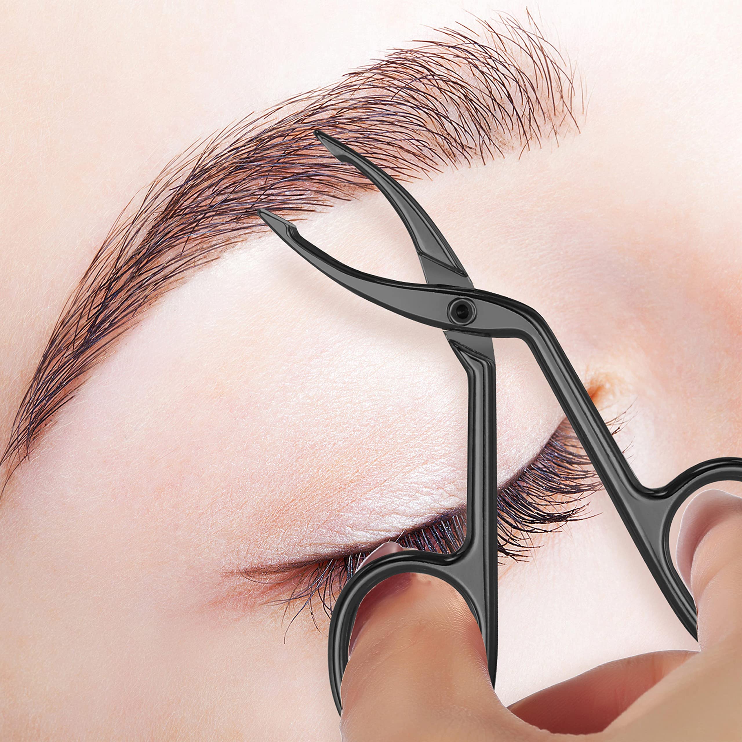 Hicarer tijeras cejas punta recta, portátil y ideal para kit de cuidado personal.