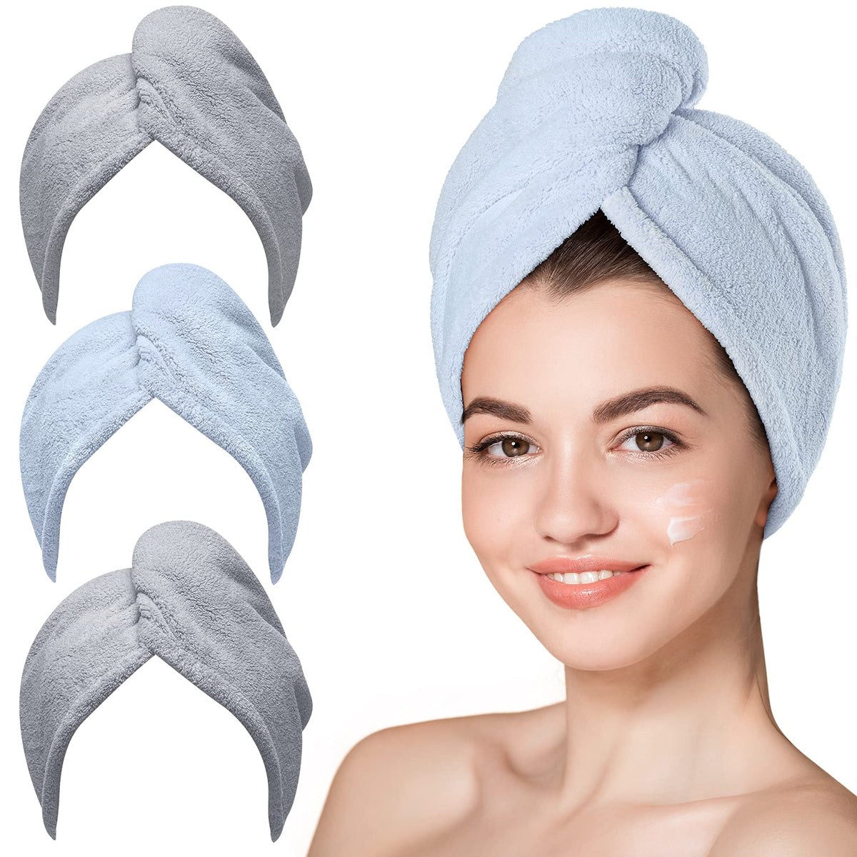 Hicober toalla microfibra para cabello mojado, absorción rápida para secado cómodo.