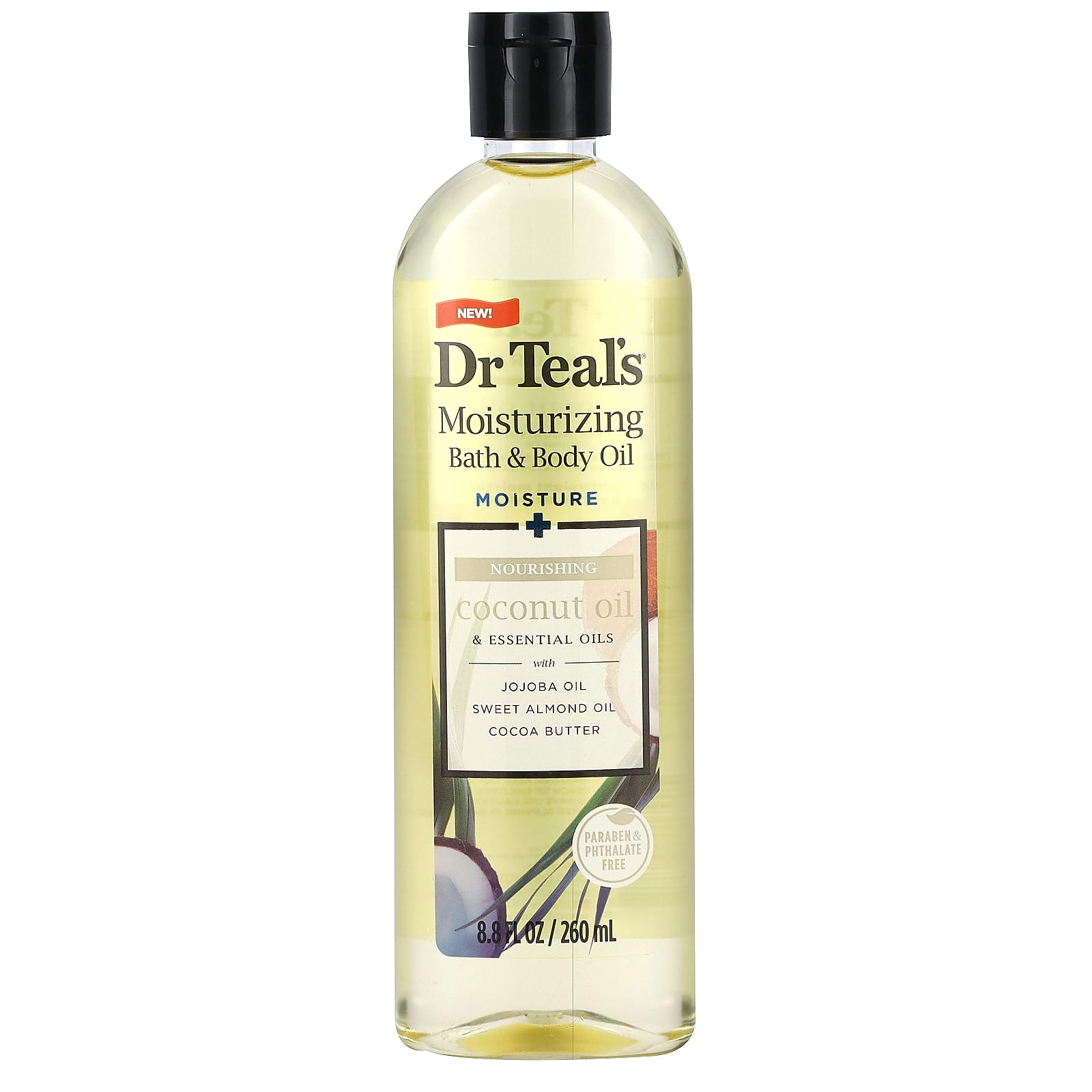 Aceite hidratante para baño y cuerpo, botella para hidratación suave tras la ducha.