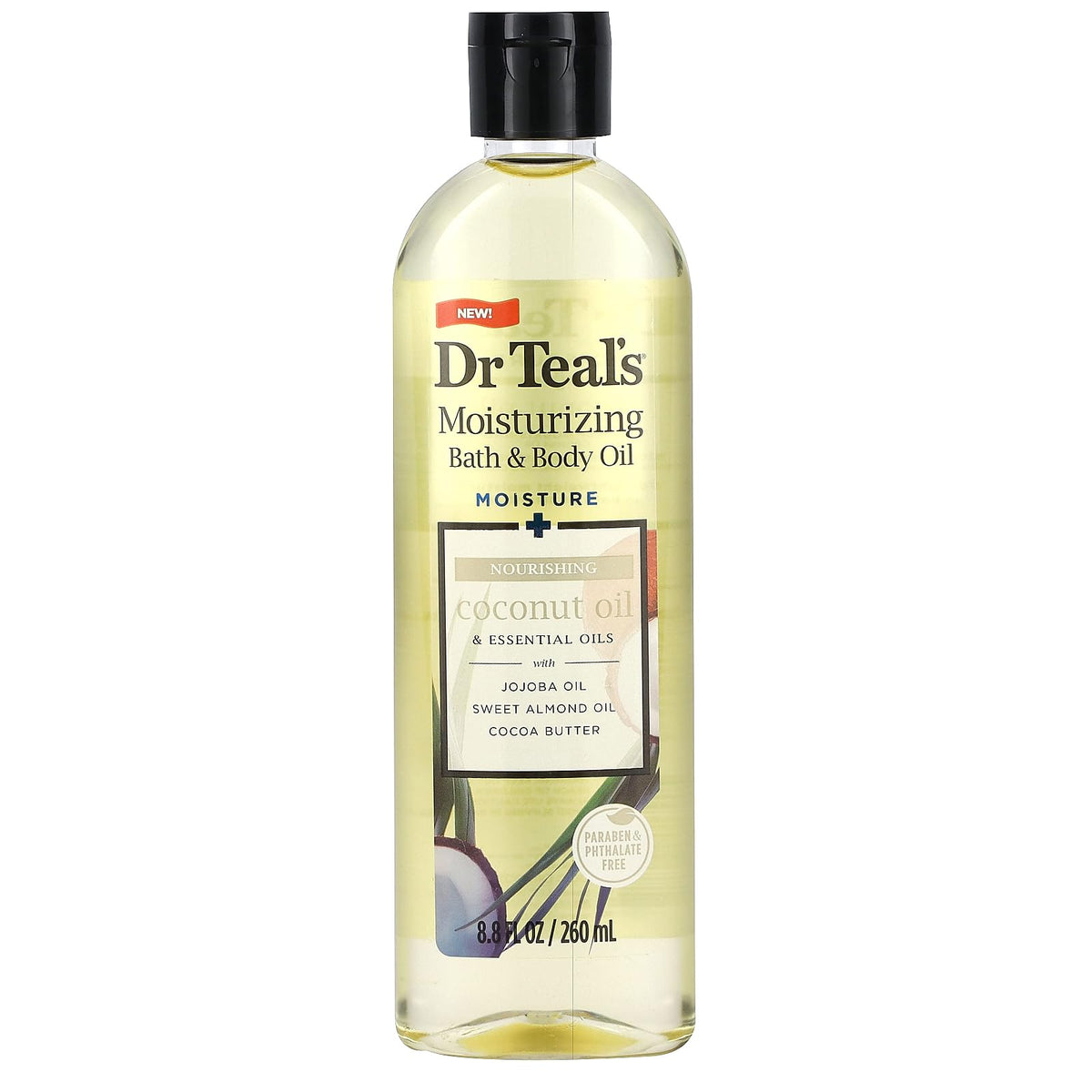 Aceite hidratante para baño y cuerpo, botella para hidratación suave tras la ducha.
