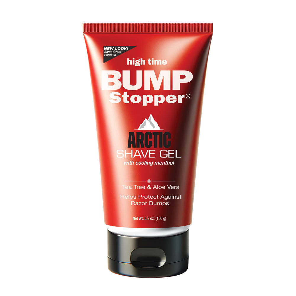High Time gel antigolpe frente a la botella, protección suave para barba.