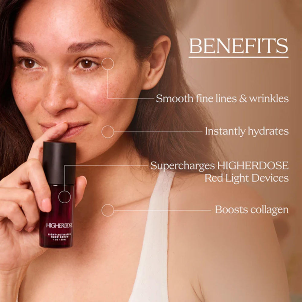 Glow Serum avec hyaluronique, aide à lisser les ridules et repulper légèrement.