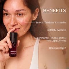 Glow Serum avec hyaluronique, aide à lisser les ridules et repulper légèrement.