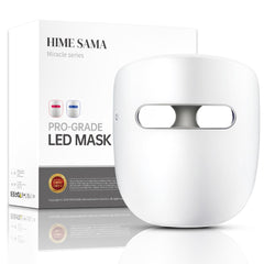 HIME SAMA Mascarilla LED vista frontal, 8 colores para cuidado diario de la piel.