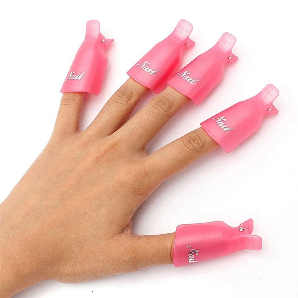 HiMo: Clips tapas remover gel UV rosa para fijación estable en uñas.