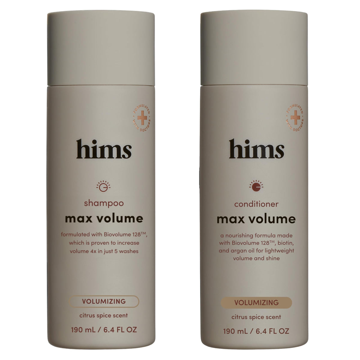 Hims & Hers Shampoing Volume maximal, bouteille citronnée pour volume accru.