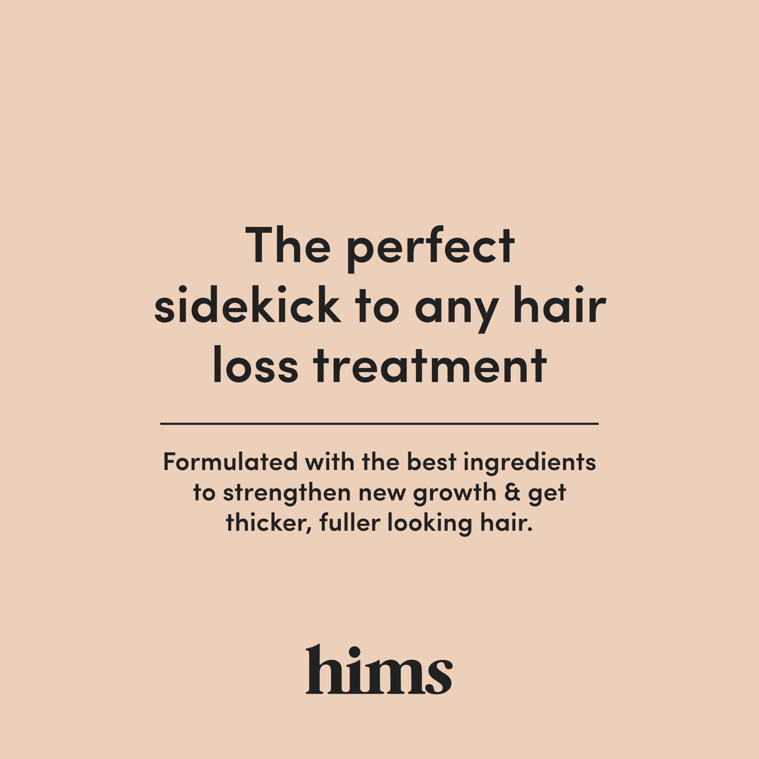 Résultat attendu : cheveux plus volumineux et brillants avec Hims & Hers.