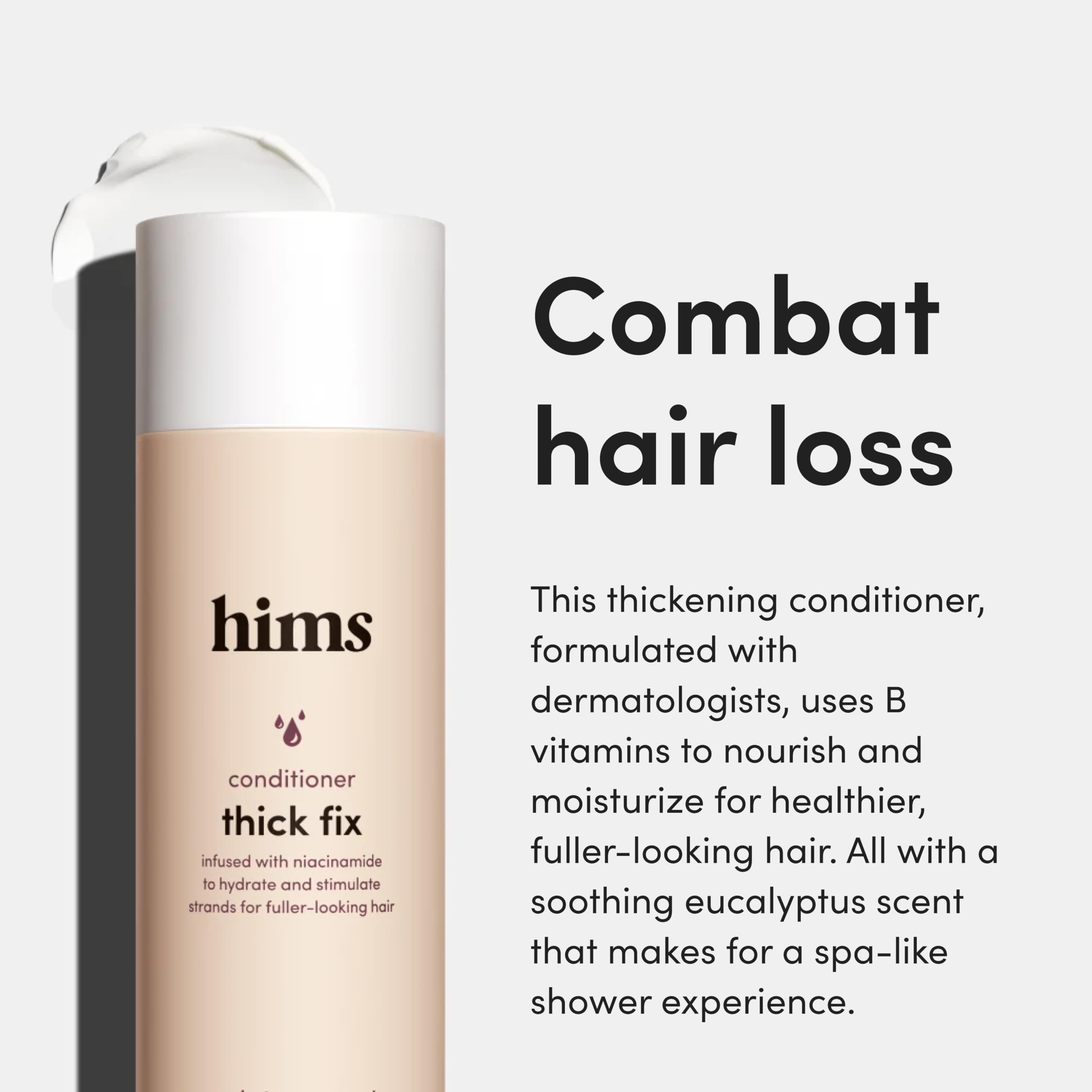 Aroma a eucalipto del acondicionador espesante Hims HERS para una experiencia fresca