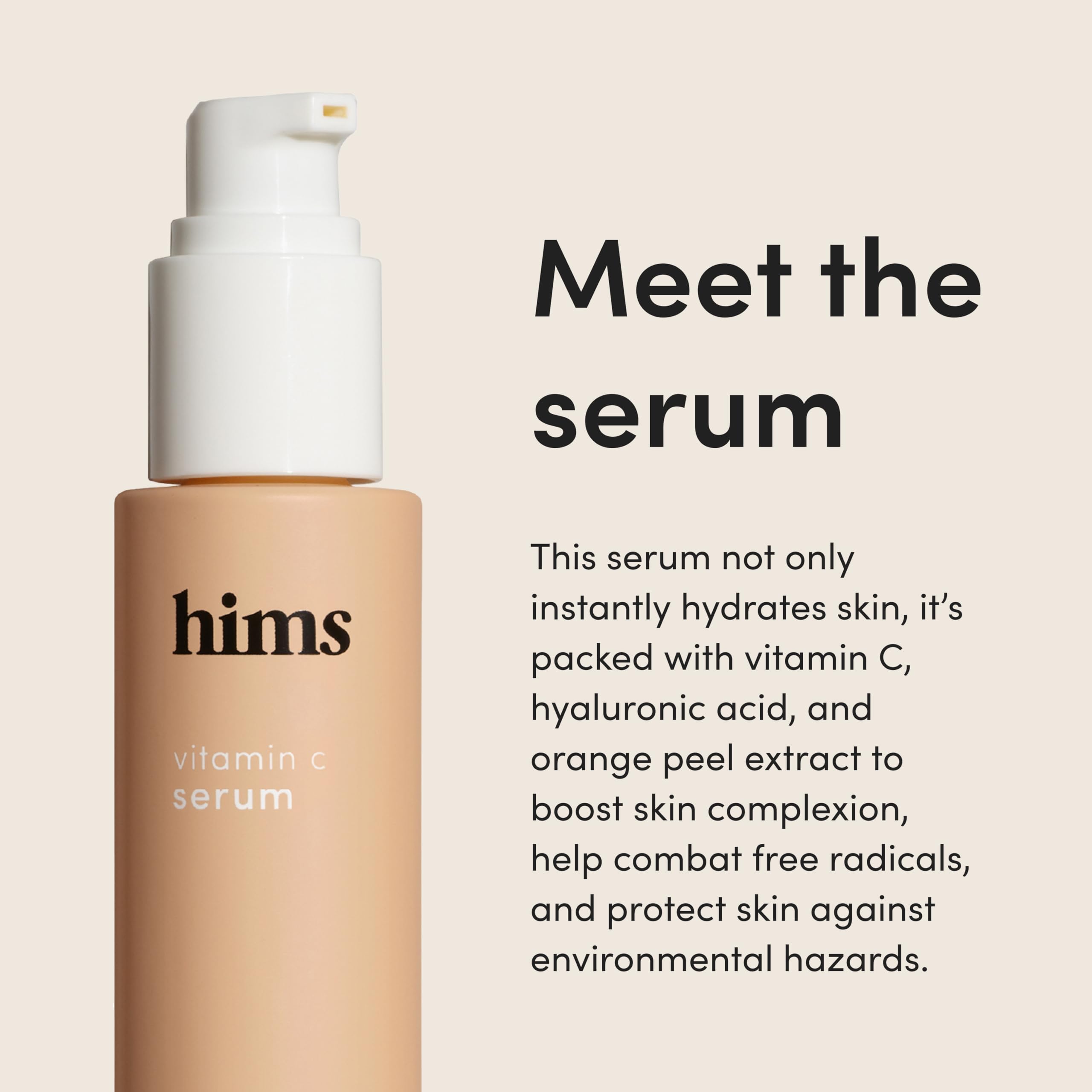 Gota dispensadora de Vitamin C Serum de Hims & Hers para aplicación precisa cada mañana.