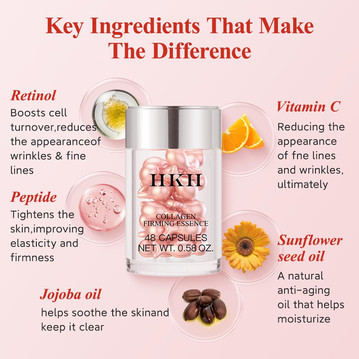 HKH Retinol Capsulas: ingredientes nutritivos para piel seca.