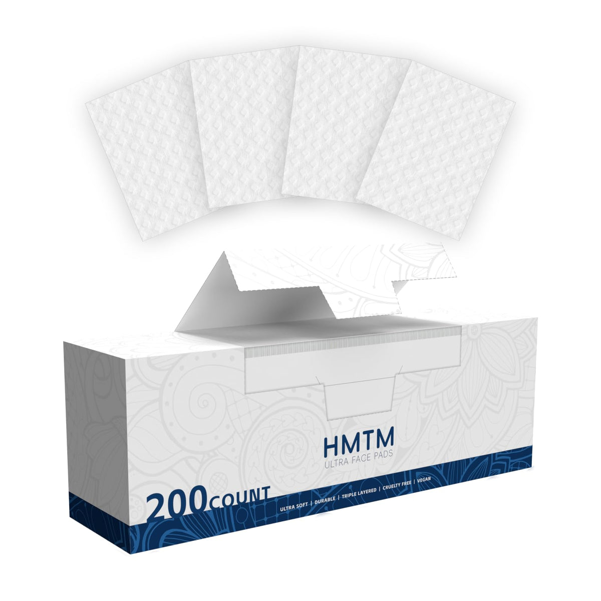 HMTM discos de algodón desmaquillante con diseño diamante y doble capa para limpieza suave
