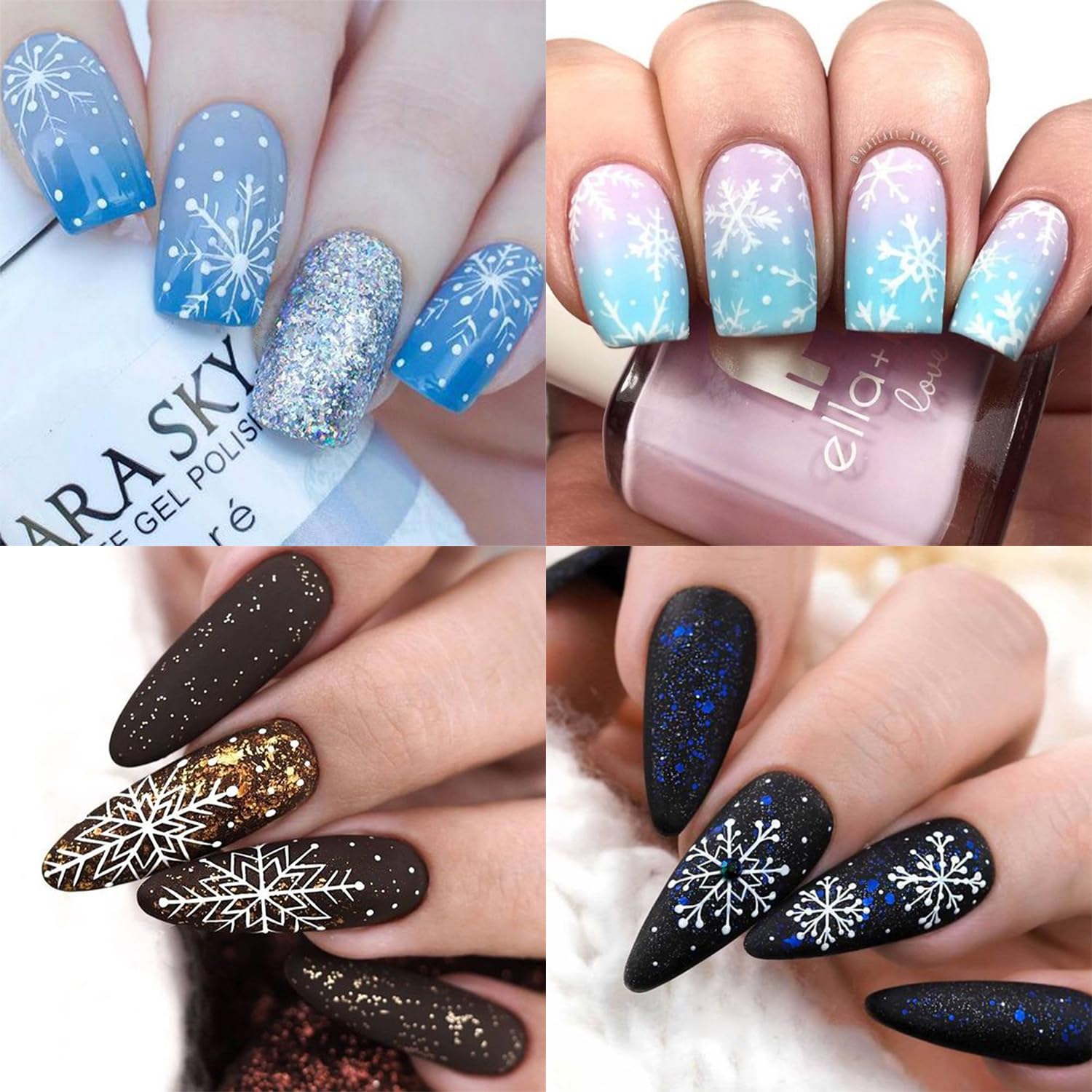 HNUIX paquete 8 hojas, decoraciones de invierno para uñas, uso rápido y sencillo.