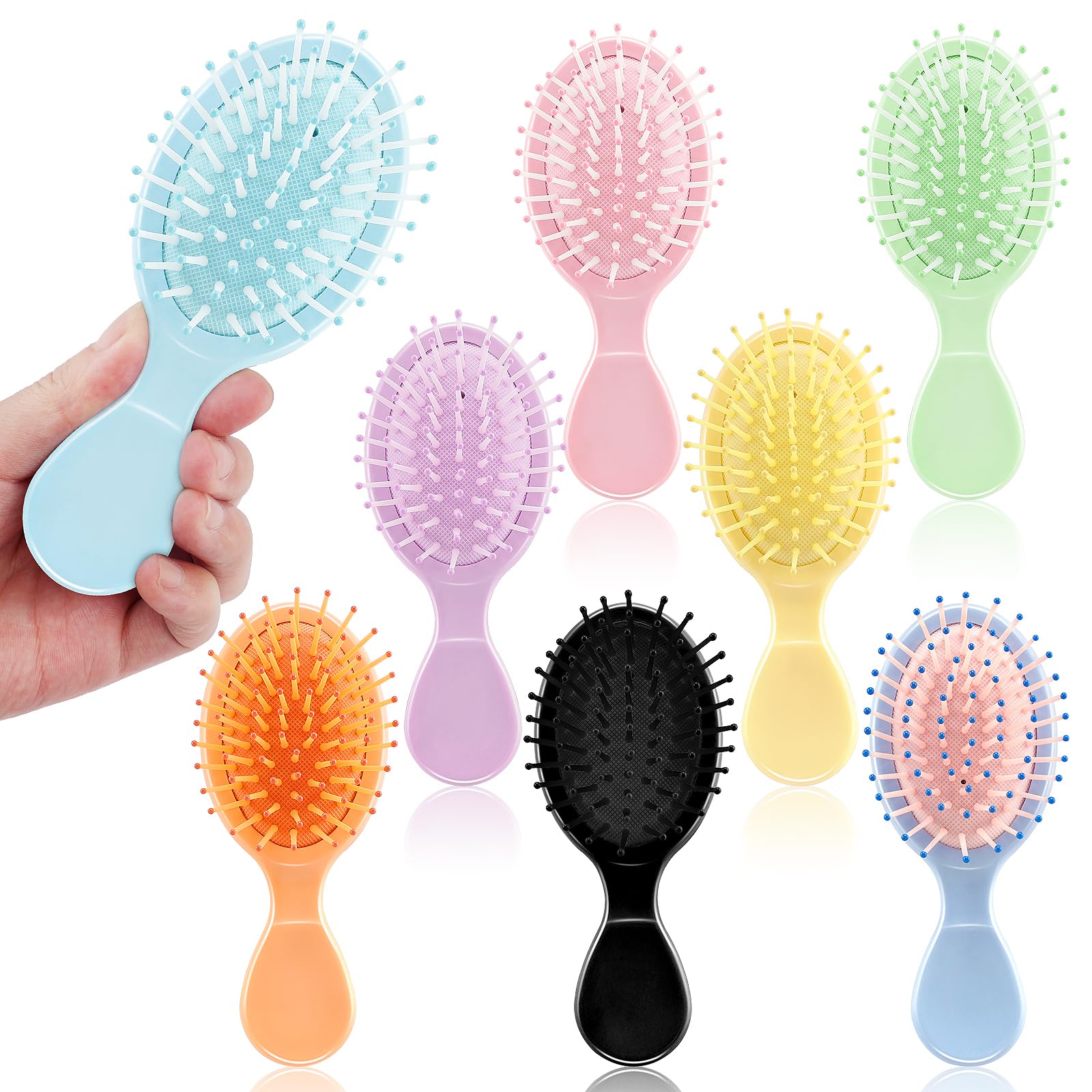Cepillo mini HOFASON para cabello mojado con colores macaron, desenreda suavemente.