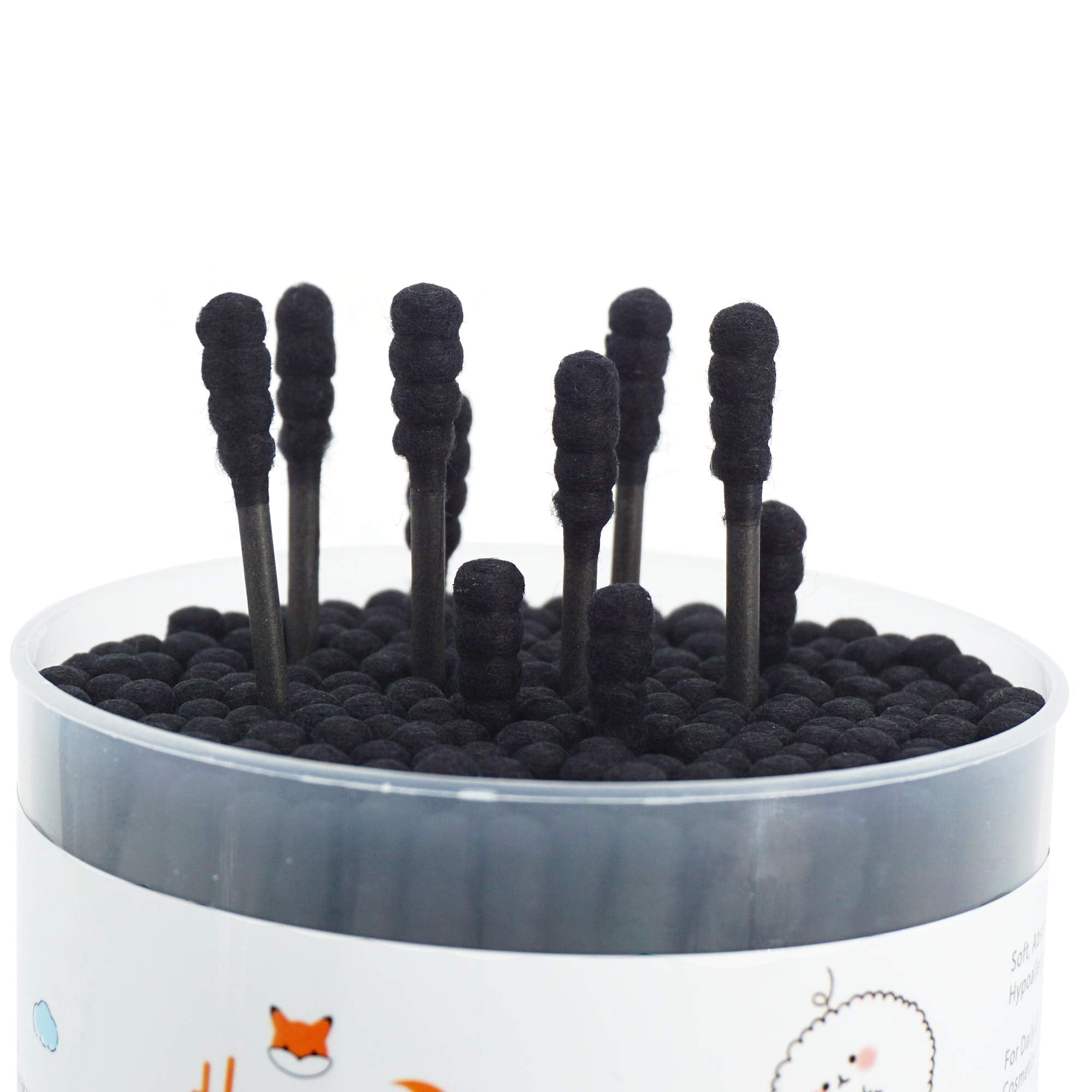 HOMEFOX bastoncillos de algodón carbón activado, cabo de papel para limpieza delicada.