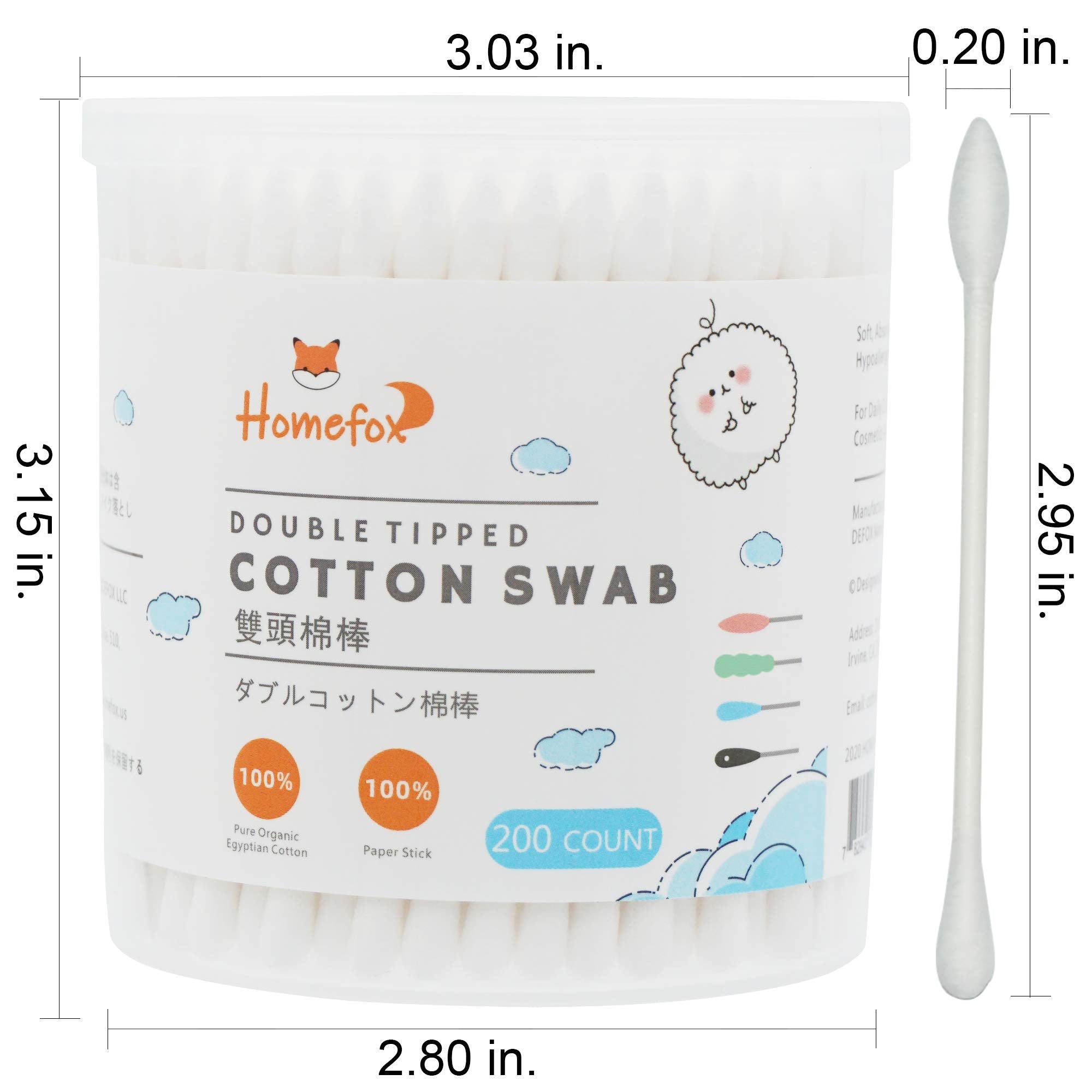 HOMEFOX bastoncillos de algodón, puntas dobles, versatilidad en maquillaje