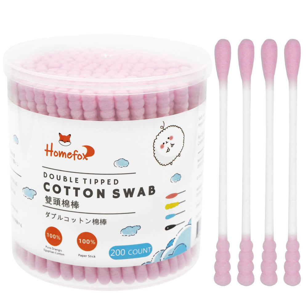 HOMEFOX puntas algodón espiral rosadas: suaves y precisas para limpieza facial y maquillaje.