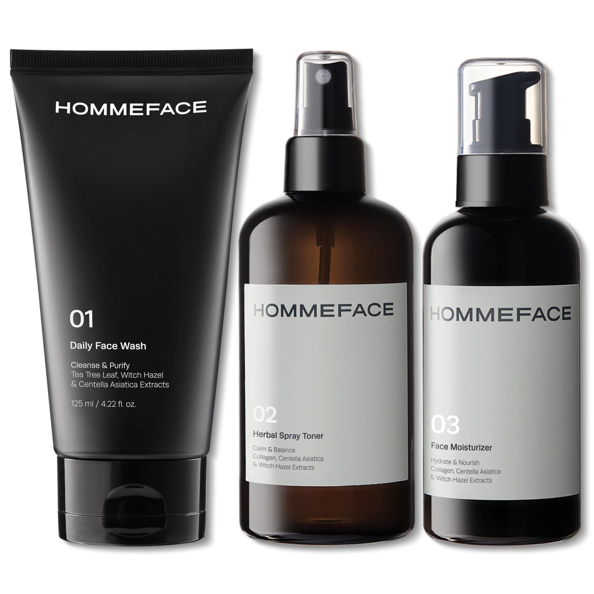 HommeFace lavado facial diario limpia suavemente la piel y prepara para el resto de la rutina.