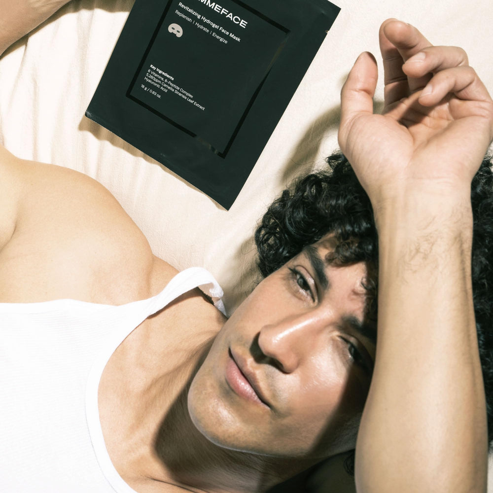 Rostro tras la aplicación de HommeFace, hidratación duradera y piel suave.