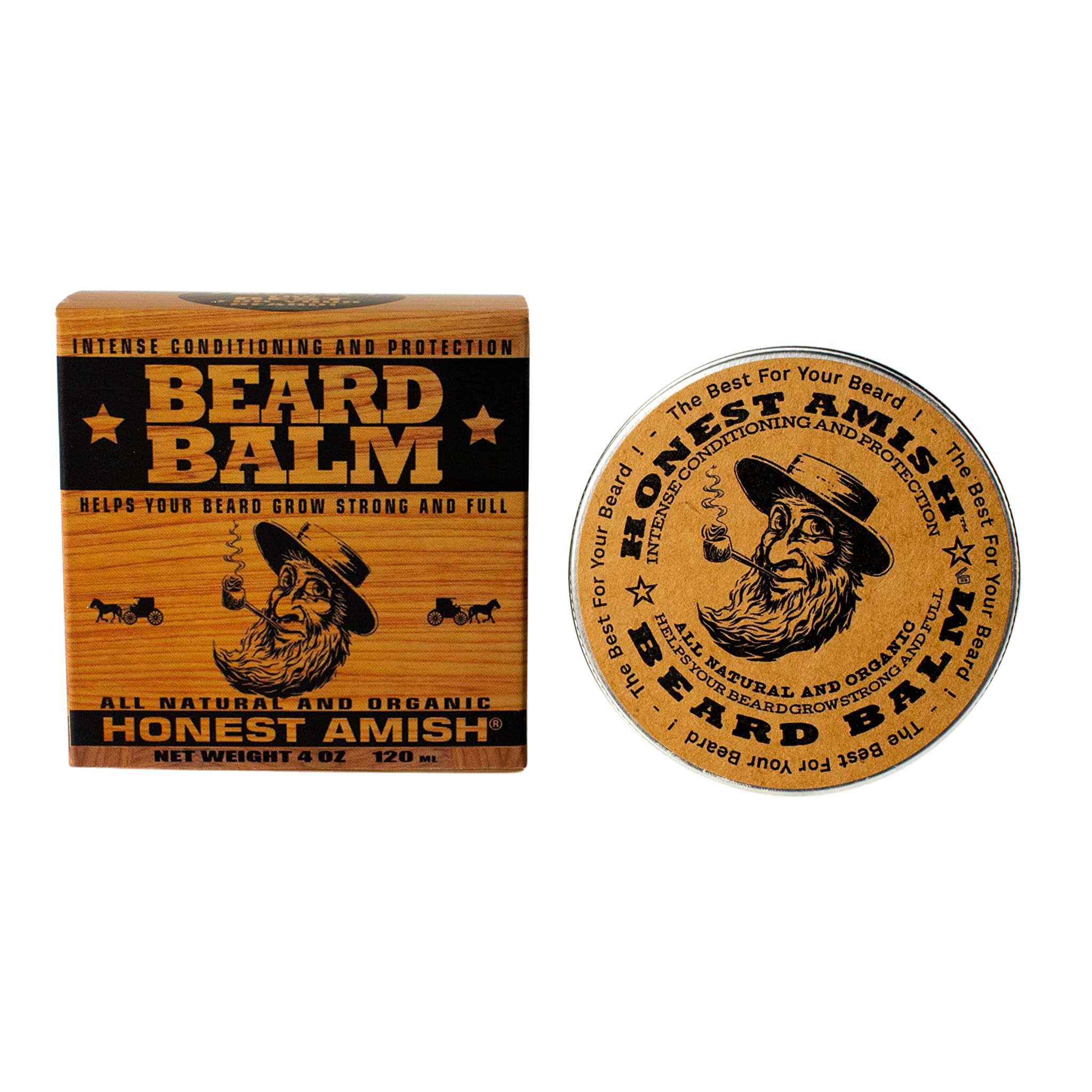 Honest Amish Bálsamo para barba, lata grande; hidrata la piel y suaviza los cabellos