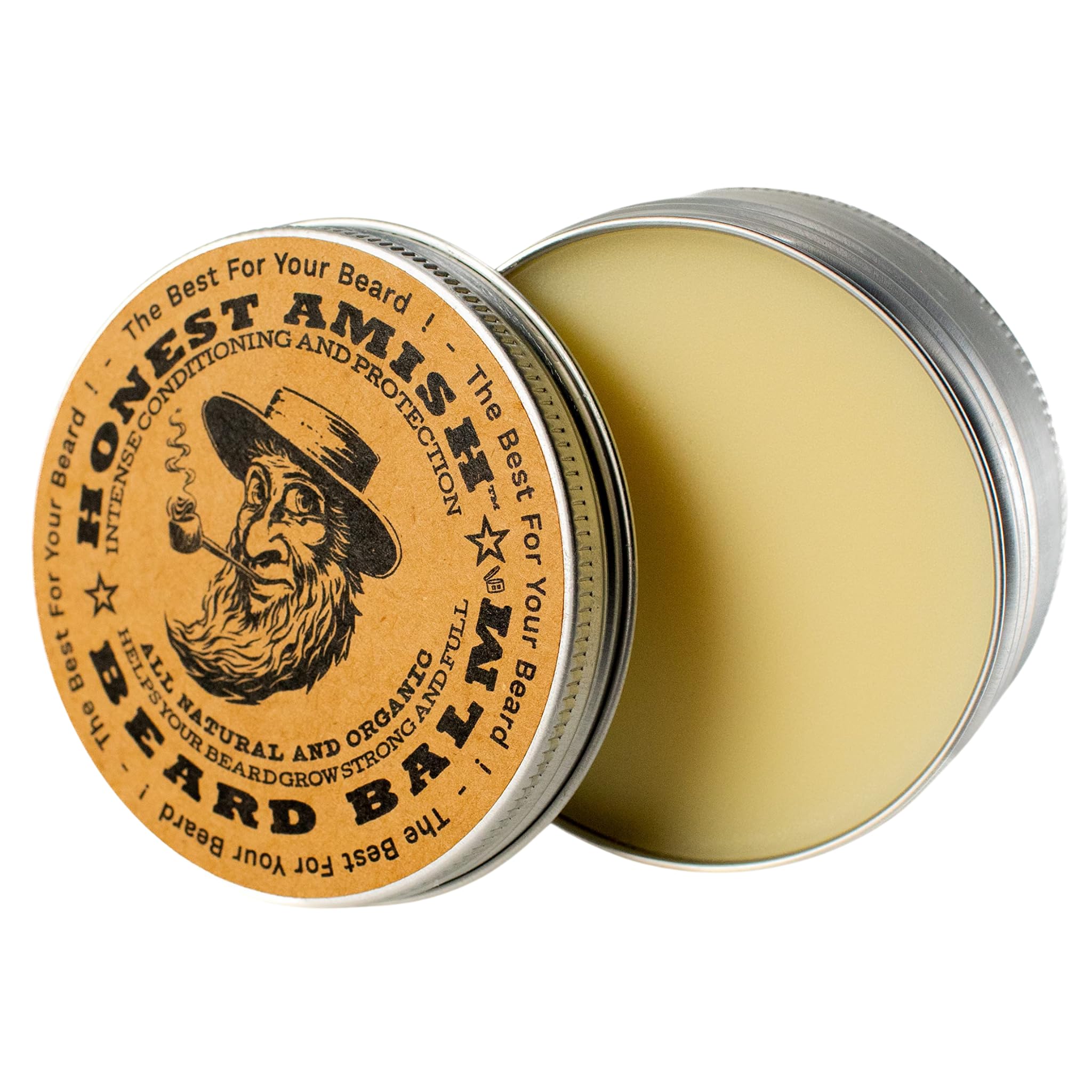 Honest Amish Bálsamo para barba, lata grande; favorece la longitud y aporta brillo